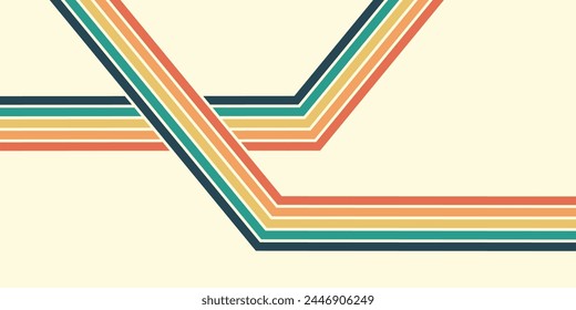 Abstract background of rainbow groovy Wavy Line design in 1970s Hippie Retro style. Vector pattern ready to use for cloth, textile, wrap and other.