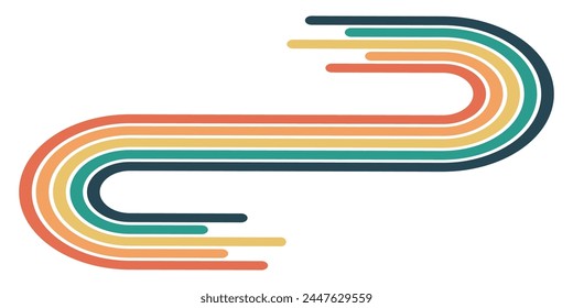 Abstract background of rainbow groovy Wavy Line design in 1970s Hippie Retro style. Vector pattern ready to use for cloth, textile, wrap and other.