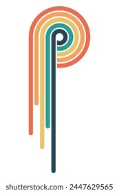 Abstract background of rainbow groovy Wavy Line design in 1970s Hippie Retro style. Vector pattern ready to use for cloth, textile, wrap and other.