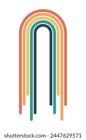Abstract background of rainbow groovy Wavy Line design in 1970s Hippie Retro style. Vector pattern ready to use for cloth, textile, wrap and other.