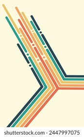 Abstract background of rainbow groovy Wavy Line design in 1970s Hippie Retro style. Vector pattern ready to use for cloth, textile, wrap and other.