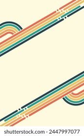 Abstract background of rainbow groovy Wavy Line design in 1970s Hippie Retro style. Vector pattern ready to use for cloth, textile, wrap and other.