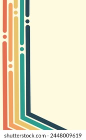 Abstract background of rainbow groovy Wavy Line design in 1970s Hippie Retro style. Vector pattern ready to use for cloth, textile, wrap and other.
