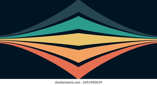 Abstract background of rainbow groovy Wavy Line design in 1970s Hippie Retro style. Vector pattern ready to use for cloth, textile, wrap and other.