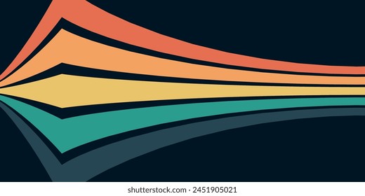 Abstract background of rainbow groovy Wavy Line design in 1970s Hippie Retro style. Vector pattern ready to use for cloth, textile, wrap and other.