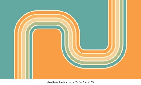 Abstrakter Hintergrund des Regenbogen-groovigen Wavy-Lines-Designs im Hippie-Retro-Stil der 1970er Jahre. Vektorgrafik Muster bereit für Stoff, Textil, Wrap und andere.