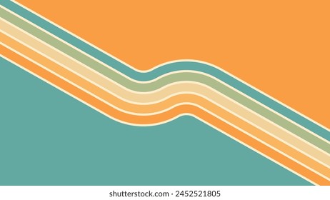 Abstract background of rainbow groovy Wavy Lines design in 1970s Hippie Retro style. Vector pattern ready to use for cloth, textile, wrap and other.