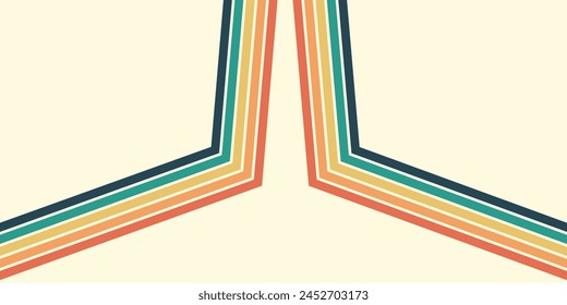 Abstract background of rainbow groovy Wavy Line design in 1970s Hippie Retro style. Vector pattern ready to use for cloth, textile, wrap and other.