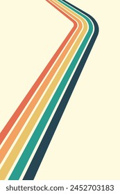 Abstract background of rainbow groovy Wavy Line design in 1970s Hippie Retro style. Vector pattern ready to use for cloth, textile, wrap and other.