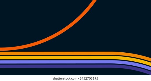 Abstract background of rainbow groovy Wavy Line design in 1970s Hippie Retro style. Vector pattern ready to use for cloth, textile, wrap and other.