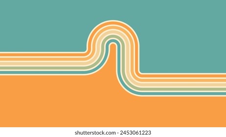 Fondo Abstractas del diseño arcoiris groovy Wavy Lines en estilo Hippie Retro de los años 70. Patrón de Vector listo para usar para tela, textil, envoltura y otros.