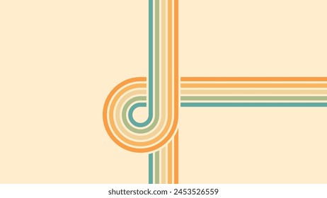 Abstract background of rainbow groovy Wavy Lines design in 1970s Hippie Retro style. Vector pattern ready to use for cloth, textile, wrap and other.
