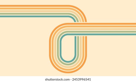 Abstract background of rainbow groovy Wavy Lines design in 1970s Hippie Retro style. Vector pattern ready to use for cloth, textile, wrap and other.