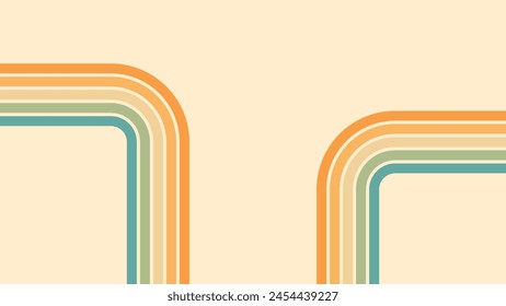 Abstract background of rainbow groovy Wavy Lines design in 1970s Hippie Retro style. Vector pattern ready to use for cloth, textile, wrap and other.