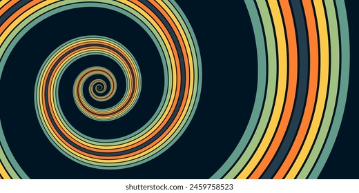 Abstract background of rainbow groovy Wavy Line design in 1970s Hippie Retro style. Vector pattern ready to use for cloth, textile, wrap and other.