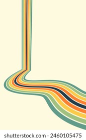 Abstract background of rainbow groovy Wavy Line design in 1970s Hippie Retro style. Vector pattern ready to use for cloth, textile, wrap and other.