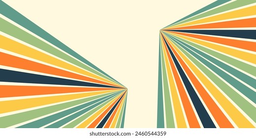 Abstract background of rainbow groovy Wavy Line design in 1970s Hippie Retro style. Vector pattern ready to use for cloth, textile, wrap and other.