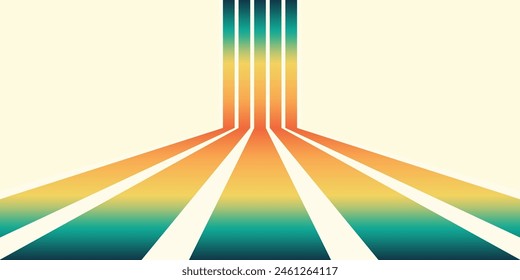 Abstract background of rainbow groovy Wavy Line design in 1970s Hippie Retro style. Vector pattern ready to use for cloth, textile, wrap and other.