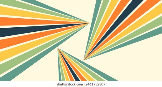 Abstract background of rainbow groovy Wavy Line design in 1970s Hippie Retro style. Vector pattern ready to use for cloth, textile, wrap and other.