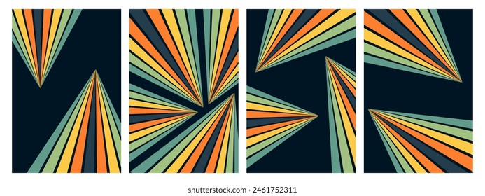 Abstract background of rainbow groovy Wavy Line design in 1970s Hippie Retro style. Vector pattern ready to use for cloth, textile, wrap and other.