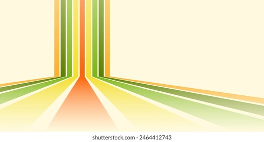 Abstract background of rainbow groovy Wavy Line design in 1970s Hippie Retro style. Vector pattern ready to use for cloth, textile, wrap and other.