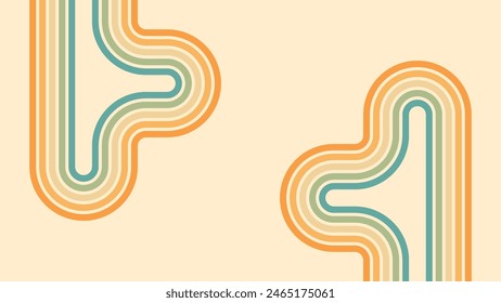 Abstract background of rainbow groovy Wavy Lines design in 1970s Hippie Retro style. Vector pattern ready to use for cloth, textile, wrap and other.