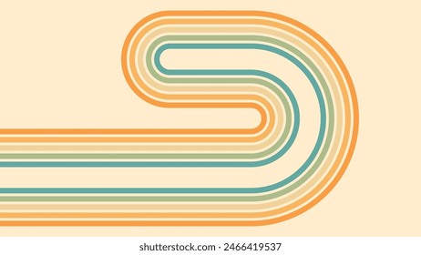 Fondo Abstractas del diseño arcoiris groovy Wavy Lines en estilo Hippie Retro de los años 70. Patrón de Vector listo para usar para tela, textil, envoltura y otros.