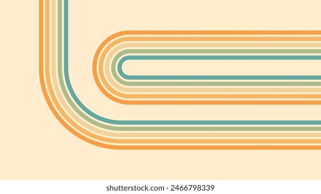 Fondo Abstractas del diseño arcoiris groovy Wavy Lines en estilo Hippie Retro de los años 70. Patrón de Vector listo para usar para tela, textil, envoltura y otros.