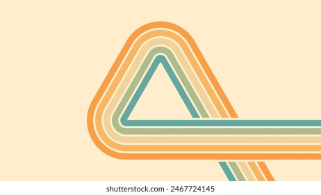 Abstrakter Hintergrund des Regenbogen-groovigen Wavy-Lines-Designs im Hippie-Retro-Stil der 1970er Jahre. Vektorgrafik Muster bereit für Stoff, Textil, Wrap und andere.