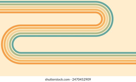 Fondo Abstractas del diseño arcoiris groovy Wavy Lines en estilo Hippie Retro de los años 70. Patrón de Vector listo para usar para tela, textil, envoltura y otros.