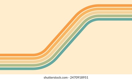 Abstract background of rainbow groovy Wavy Lines design in 1970s Hippie Retro style. Vector pattern ready to use for cloth, textile, wrap and other.