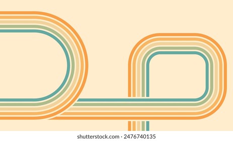 Abstract background of rainbow groovy Wavy Lines design in 1970s Hippie Retro style. Vector pattern ready to use for cloth, textile, wrap and other.