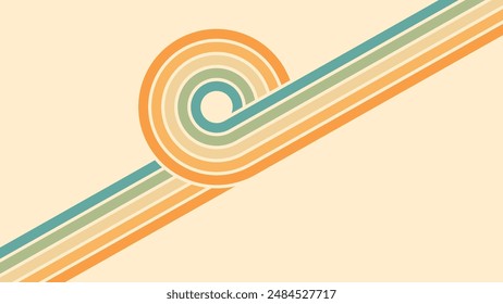 Abstrakter Hintergrund des Regenbogen-groovigen Wavy-Lines-Designs im Hippie-Retro-Stil der 1970er Jahre. Vektorgrafik Muster bereit für Stoff, Textil, Wrap und andere.