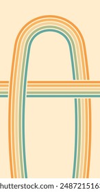 Fondo Abstractas del diseño arcoiris groovy Wavy Lines en estilo Hippie Retro de los años 70. Patrón de Vector listo para usar para tela, textil, envoltura y otros.