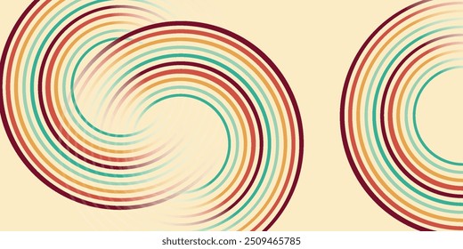 Abstract background of rainbow groovy Wavy Lines design in 1970s Hippie Retro style. Vector pattern ready to use for cloth, textile, wrap and other.