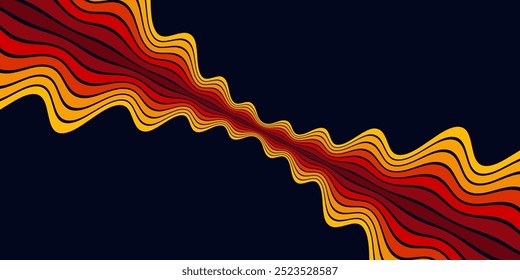 Abstract background of rainbow groovy Wavy Line design in 1970s Hippie Retro style. Vector pattern ready to use for cloth, textile, wrap and other.