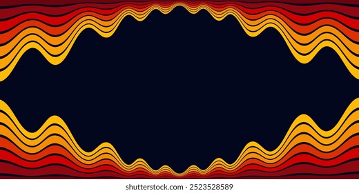 Fondo Abstractas de diseño de línea ondulada groovy arco iris en estilo Hippie Retro de la década de 1970. Patrón de Vector listo para usar para tela, textil, abrigo y otros.