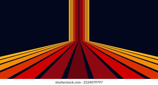 Fondo Abstractas de diseño de línea ondulada groovy arco iris en estilo Hippie Retro de la década de 1970. Patrón de Vector listo para usar para tela, textil, abrigo y otros.