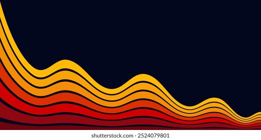 Abstrakter Hintergrund von Regenbogen groovy Wavy Line Design in 1970er Hippie Retro Stil. Vektormuster, gebrauchsfertig für Gewebe, Textilien, Wrap und andere.