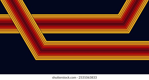 Abstract background of rainbow groovy Wavy Line design in 1970s Hippie Retro style. Vector pattern ready to use for cloth, textile, wrap and other.