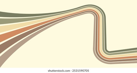 Abstract background of rainbow groovy Wavy Line design in 1970s Hippie Retro style. Vector pattern ready to use for cloth, textile, wrap and other.