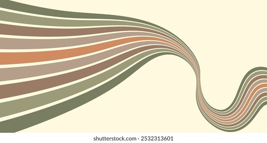 Abstract background of rainbow groovy Wavy Line design in 1970s Hippie Retro style. Vector pattern ready to use for cloth, textile, wrap and other.