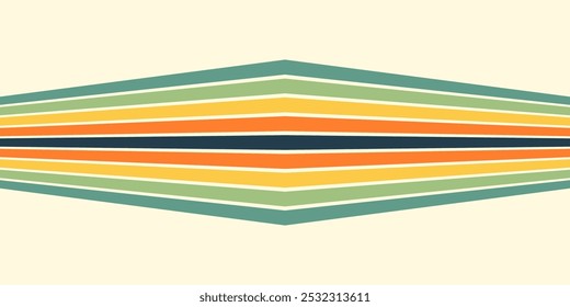 Abstract background of rainbow groovy Wavy Line design in 1970s Hippie Retro style. Vector pattern ready to use for cloth, textile, wrap and other.