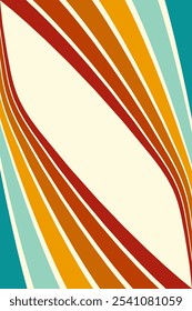 Abstract background of rainbow groovy Wavy Line design in 1970s Hippie Retro style. Vector pattern ready to use for cloth, textile, wrap and other.