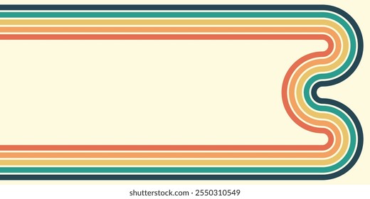 Abstract background of rainbow groovy Wavy Line design in 1970s Hippie Retro style. Vector pattern ready to use for cloth, textile, wrap and other.