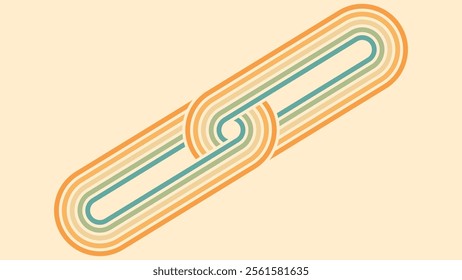 Abstract background of rainbow groovy Wavy Lines design in 1970s Hippie Retro style. Vector pattern ready to use for cloth, textile, wrap and other.