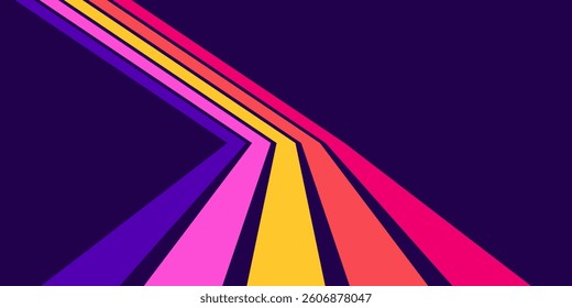 Abstract background of rainbow groovy Wavy Line design in 1970s Hippie Retro style. Vector pattern ready to use for cloth, textile, wrap and other. modern