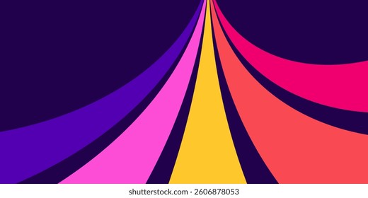 Abstract background of rainbow groovy Wavy Line design in 1970s Hippie Retro style. Vector pattern ready to use for cloth, textile, wrap and other. modern