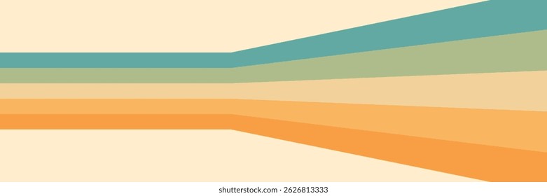 Fundo abstrato do arco-íris groovy Wavy Lines design em 1970 estilo Hippie Retro. Ilustração vetorial