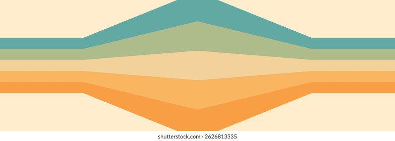 Fundo abstrato do arco-íris groovy Wavy Lines design em 1970 estilo Hippie Retro. Ilustração vetorial